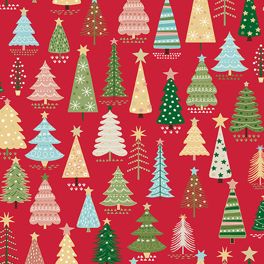 Christmas 2023 Cosy - Trees Red - Licence To Quilt