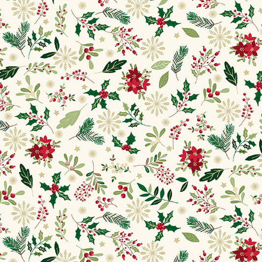 Christmas 2023 Cosy - Foliage Cream - Licence To Quilt