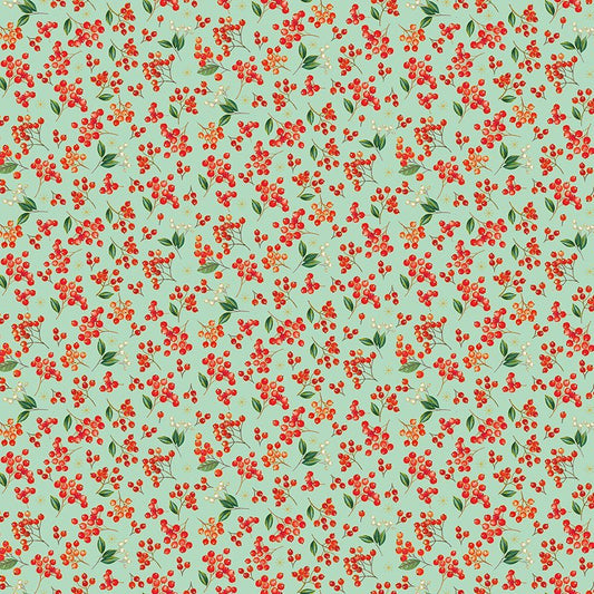 Santa - Berries Teal - Licence To Quilt