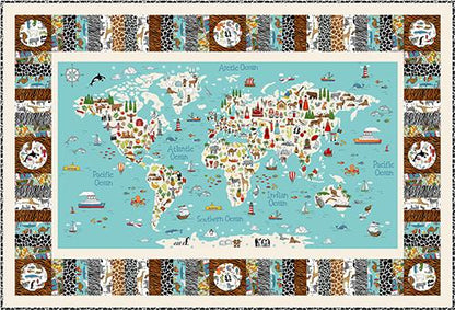 Around The World - Map Panel - Licence To Quilt