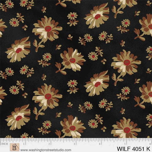 Wildflower Woods C. 1870-85 - Tossed Floral Black - Licence To Quilt